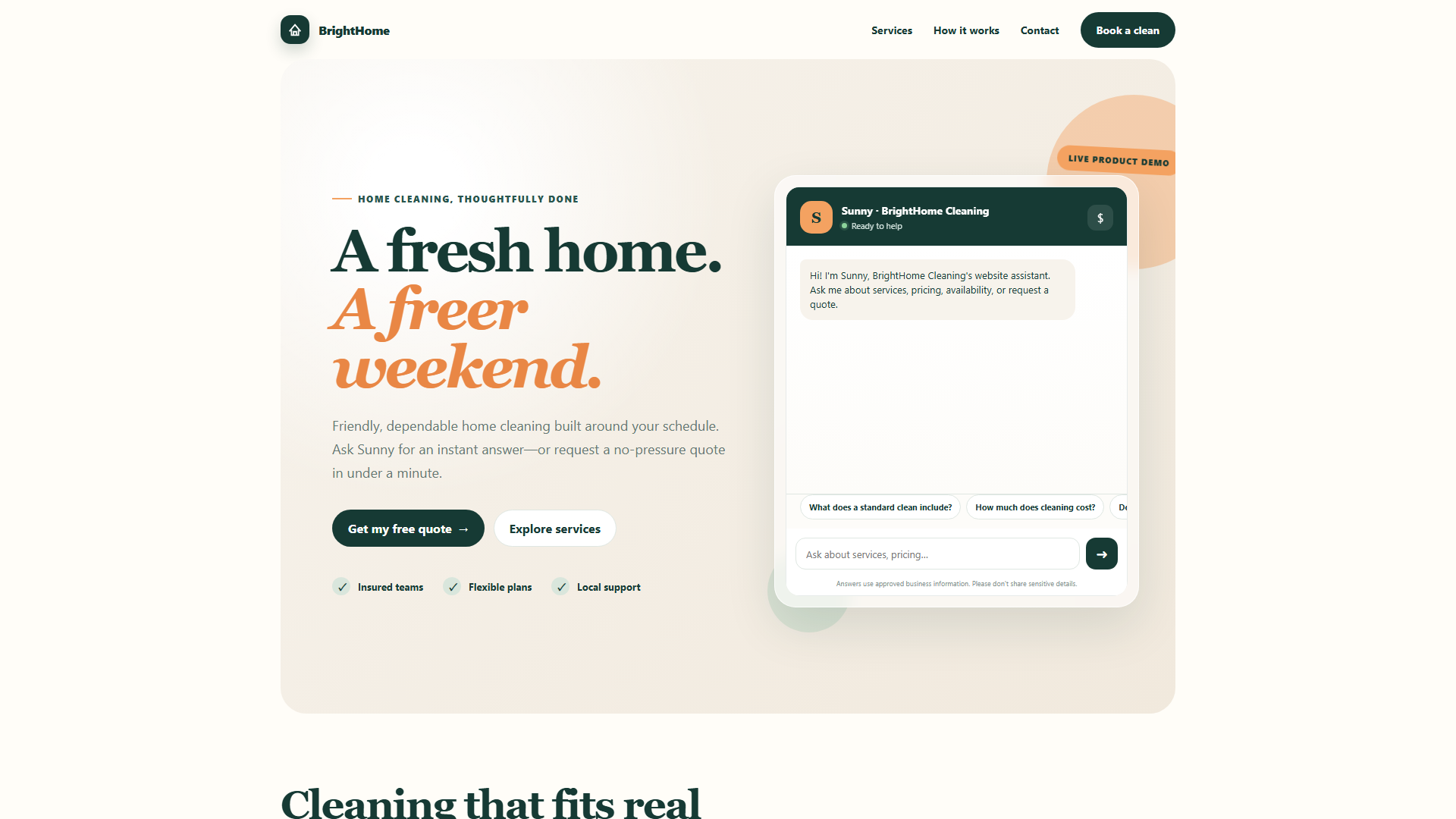 LeadDesk AI customer website and embedded assistant